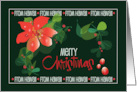 Hand Lettered Merry Christmas from Hawaii Poinsettia with Red Berries card