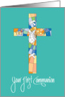 First Communion Congratulations, Stained Glass Cross card