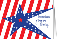 Memorial Day, with Stars and Red and White Stripes card