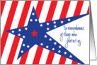 Memorial Day, with Stars and Red and White Stripes card