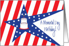 Birthday on Memorial Day, with Stars and Red and White Stripes card