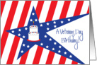 Birthday on Veterans Day, Stars, Stripes and Cake card