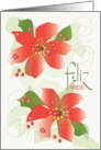 Hand Lettered Christmas from Mxico Feliz Navidad Red Poinsettias card