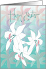 Hand Lettered Easter Greetings Trio of White Easter Lilies on Pastels card