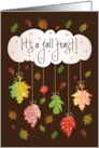 Thanksgiving Fall Feast Invitation with Dangling Patterned Fall Leaves card