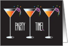 Mardi Gras Party Time Party Invitation Glasses with Masks and Ribbons card