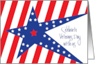 Veterans Day Party Invitation with Patriotic Blue Stars and Stripes card