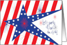 Invitation for July 4th Party Celebration Stars Stripes and Fireworks card