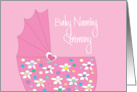 Hand Lettered Invitation Baby Naming Ceremony for Girl Pink Bassinette card