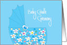 Invitation for Baby Boy Cradle Ceremony with Blue Floral Bassinette card