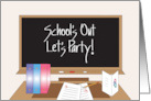 Invitation to School’s Out Party with Blackboard and School Desk card