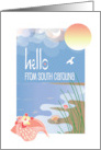 Hello from South Carolina with Conch Seashell on Beautiful Beach card