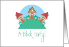 Invitation to Block Party with Hillside of Cute Cottages card