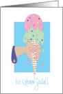 Invitation to Ice Cream Social with Ice Cream Cone and Sprinkles card