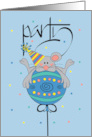 Birthday Party Invitation Mouse in Party Hat on Decorated Balloon card