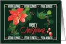 Hand Lettered Merry Christmas from Illinois Poinsettia and Red Berries card