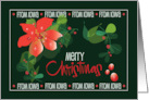 Hand Lettered Merry Christmas from Iowa Poinsettia with Red Berries card