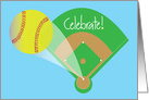 Softball Congratulations with Home Run out of Softball Diamond card