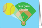 Invitation to Softball End of Season with Softball Home Run and Field card