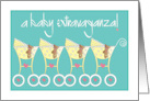 Announcement of Baby Quadruplets Baby Extravaganza with 4 Strollers card