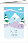 Hello from Vail Snow Covered Mountain Peak with Hills of Snowy Trees card