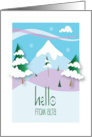 Hello from Alta Utah Snow Covered Mountain and Hills with Trees card