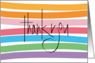 Hand Lettered Thank You with Bright Rainbow Paint Stripes card