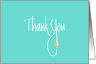 Hand Lettered Thank You with Bright Colored Flowers on Mint Green card