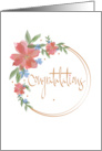 Hand Lettered Congratulations in Golden Color with Ring of Flowers card