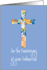 Hand Lettered Anniversary of your Ordination, Stained Glass Cross card