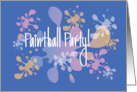 Paintball Party Invitation with Bright Colored Paint Spatters card