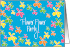 Invitation to 60s Flower Power Themed Party with Bright Flowers card