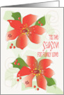 Invitation To Christmas Family Reunion with Two Red Poinsettias card