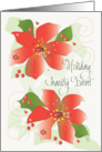 Hand Lettered Invitation to Holiday Charity Event with Red Poinsettias card