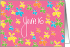 Birthday Card with Bright Flowers for 16 Year Old Girl card