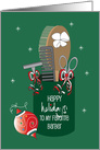 Happy Holidays to your Barber, Barber Supplies with Ornament & Bow card