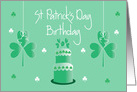 Birthday on St. Patrick’s Day, Green Layered Cake & Shamrocks card