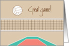 Volleyball Congratulations, Great game with Volleyball Spike over Net card