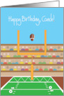 Birthday for Football Coach with Football in Stadium and Goalpost card