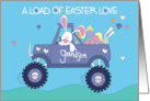 Easter for Grandson with Bunny in Truck Delivering Decorated Eggs card