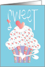 Hand Lettered Sweetest Day Sweet Cupcake with Heart Decorations card