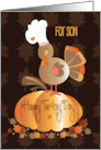 Thanksgiving for Son Happy Turkey Day Turkey with Chef’s Hat card