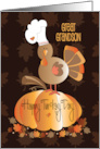 Thanksgiving for Great Grandson Happy Turkey Day Turkey in Chef’s Hat card