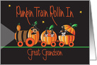 Halloween for Great Grandson, Punkin Train with Bear and Mice card
