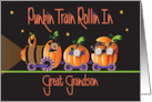 Hand Lettered Halloween Pumpkin Train Great Grandson Punkin Train card