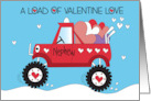 Hand Lettered Valentine’s Day Nephew with Red Monster Truck and Hearts card