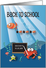 Back to School, School of Fish with Books in Underwater Scene card