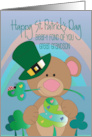 St. Patrick’s Day for Great Grandson Shamrock Bear in Leprechaun Hat card