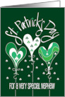 Hand Lettered St. Patrick’s Day for Nephew Trio of Shamrock Balloons card