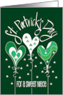 Hand Lettered St. Patrick’s Day for Niece Trio of Shamrock Balloons card